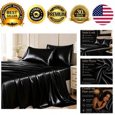 Satin Sheets Queen 4-Piece 14-Inch Deep Pocket Sheet Set OEKO-TEX Certified