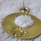 Vintage Pierced Earrings Very Large Statement Black/green /gold  Stylish -   2" — photo 8