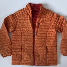 LL Bean Kids DownTek Jacket Size L 14-16 Orange Puffer Light Weight 650 Full Zip