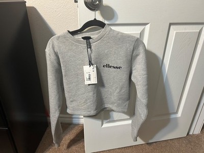 WOMEN'S RETRO ELLESSE GRAY CROPPED SWEATSHIRT SIZE 2,NEW WITH TAGS 