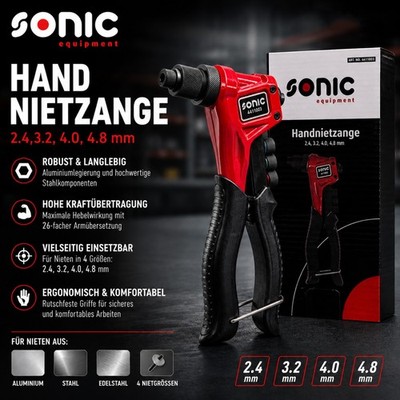 SONIC Profi Handnietzange für Aluminium Stahl Edelstahl Nieten