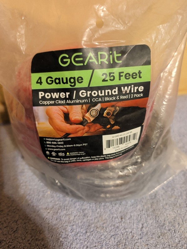 4 AWG CCA Wire 25ft Red Black Automotive Power Ground Amp Kit