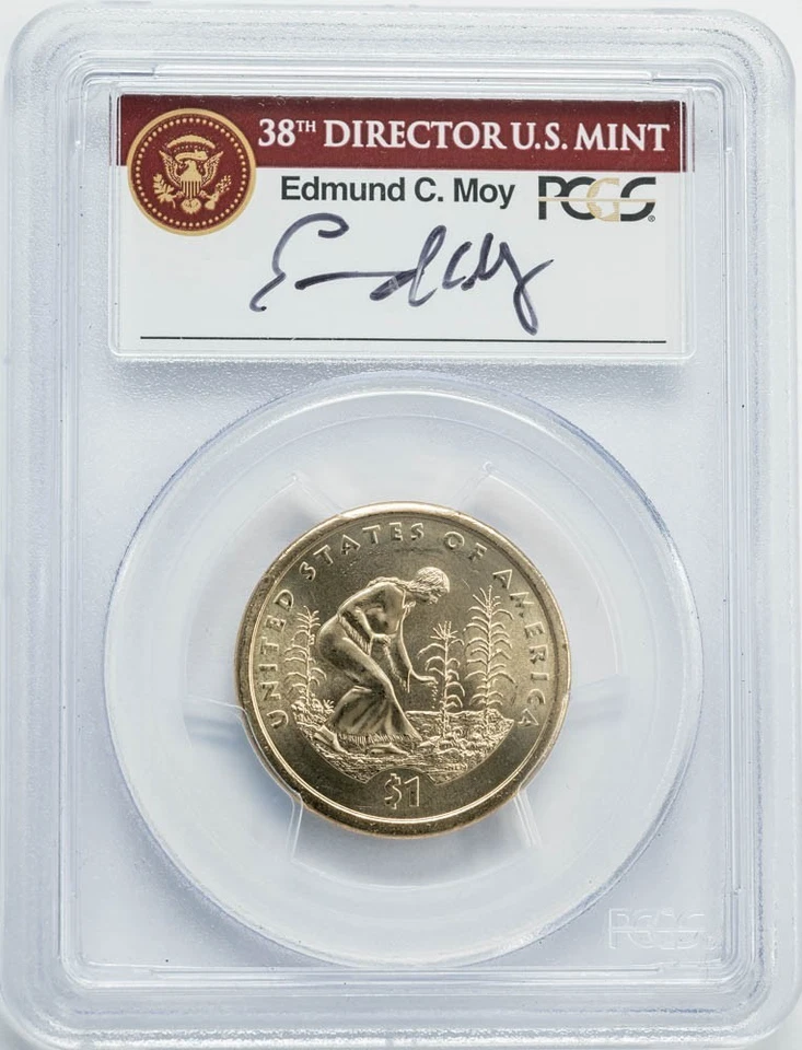 2009 Sacagawea Native American $ Error Missing Edge Lettering Moy MS66 PCGS  - Image 2 of 3