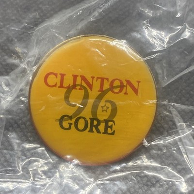 Vintage 1996 Bill Clinton/Al Gore Presidential Pin/Button, 1.25 , Union Made USA