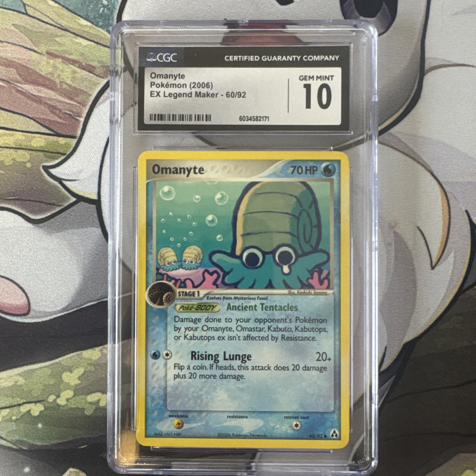 Pokémon Omanyte 60/92 EX Legend Maker 2006 CGC  10 Pokémon Card