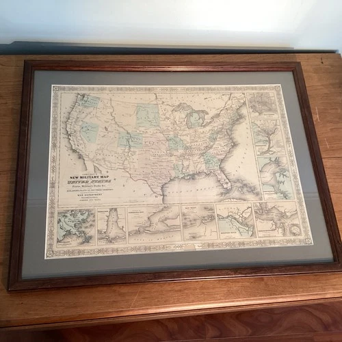 Original Civil War 1861 Johnson & Ward "Military Map Of The United States".