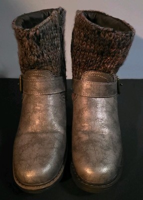 Muk Luks Women's Lois Boots Copper Size 8M US Zipper Buckle Gold 