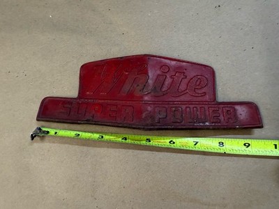 Vintage White Super Power Truck Badge Emblem Sign