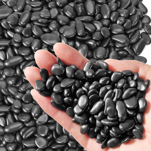 Small Balck Rocks Black Pebbles, Polished River Rocks 1.5 LB, Garden Decorative Rock ...