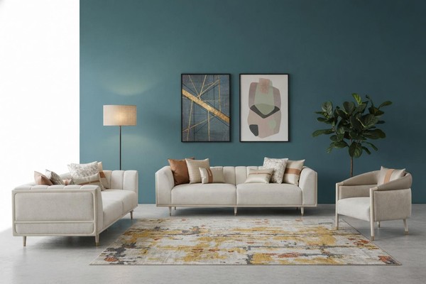 Komfortables Sofa Set Mit 3+3+1 Sitzer Und Sessel Modern-image