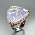 AAA+ cut 50 ct Natural Lavender Quartz Ring 925 Sterling Silver Size 7 /R470974