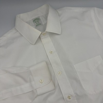 Brooks Brothers Milano Fit Non Iron White Cotton Dress Shirt 17-33 Slight Flaws