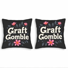 Set of 2 Decorative Throw Pillow Covers 18x18in - Elegant Pink Flowers  Centers