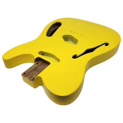 Graffiti Yellow T-Style Thinline Guitar Body   Roasted Ash   Fender-Spec   Semi-