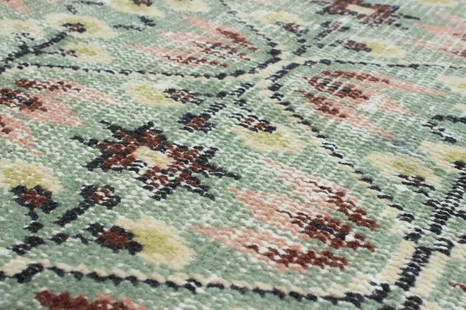 Alfombra de lana oriental anudada a mano vintage oliva tradicional 5'3" x 9'0" Foto 2 de 2