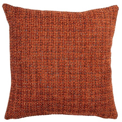 Rustikaler Kissenbezug aus Korbgeflecht. Gebranntes Orange strukturiertes Webdesign. 17x17''
