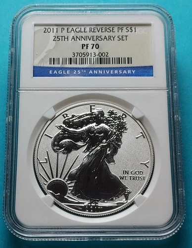 2011 P REV  PROOF American Silver Eagle  PF 70 ER 25TH ANNIV. SET Label PERFECT!
