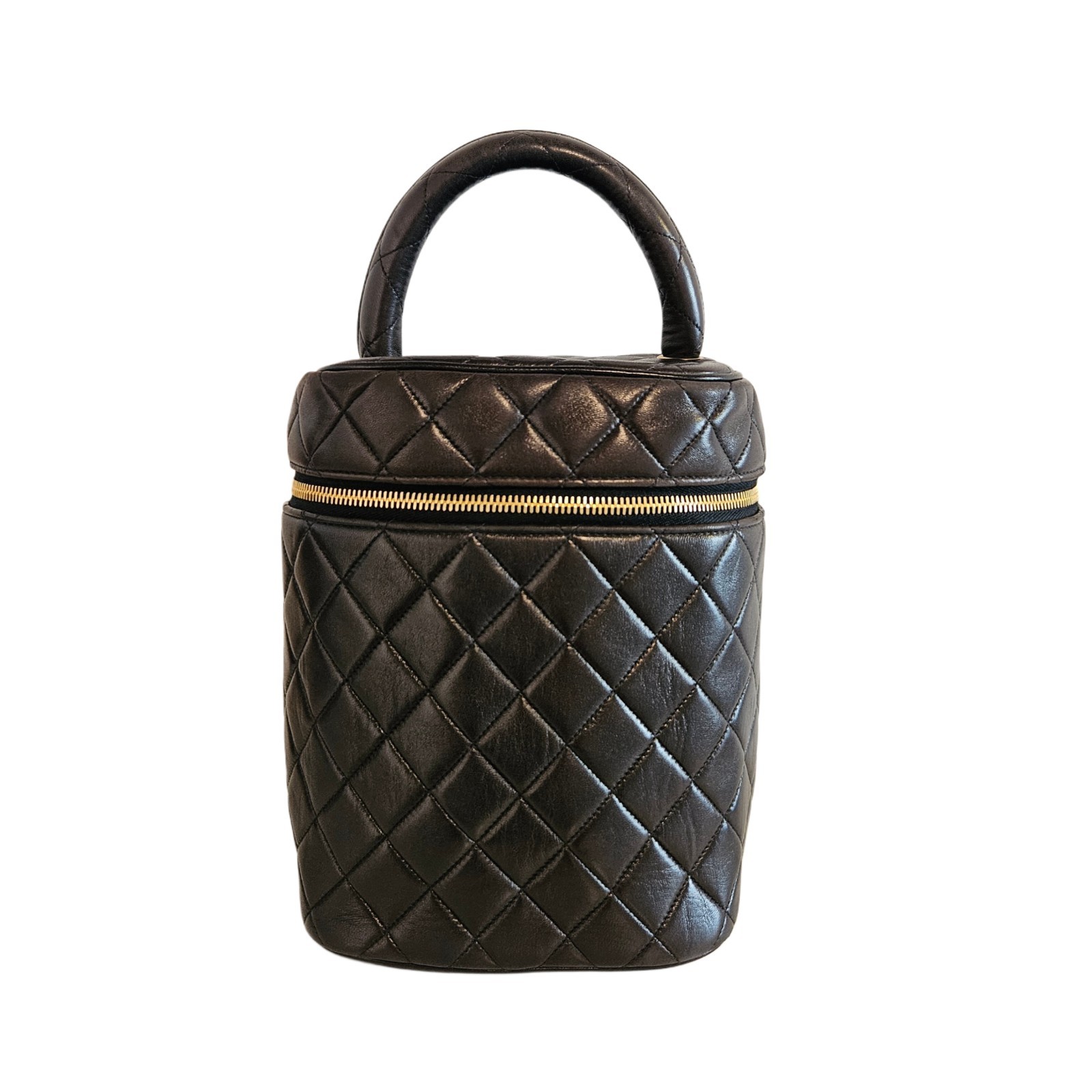 Chanel Dark Brown Quilted lambskin Leather Vanity Case