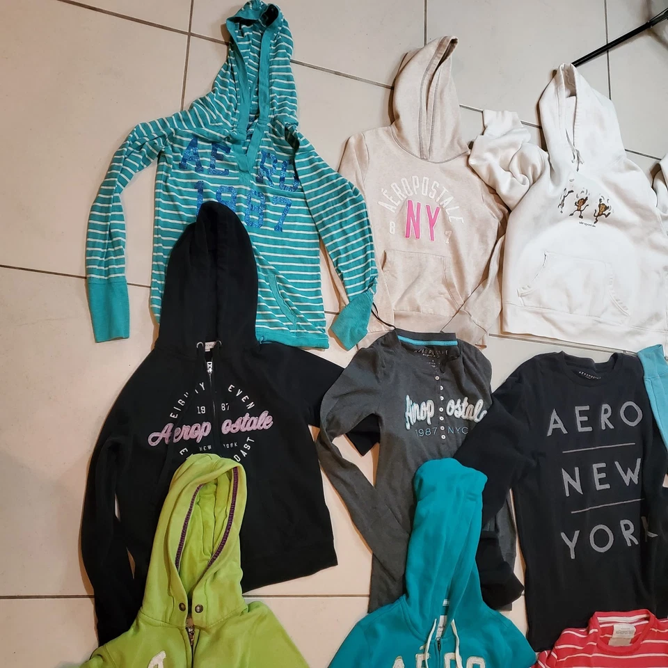 Lote de 15 moletons com capuz vintage Y2k Aeropostale com zíper tamanho P a XL revendedores - Imagem 3 de 4