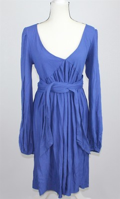Jill Stuart Women's Dress 8 Blue Wool Blend Belted Long Sleeve