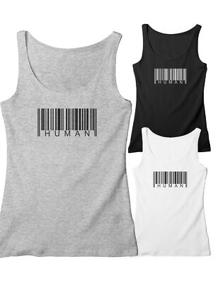 Ladies Strappy Top Barcode Human Show What You Are...Man