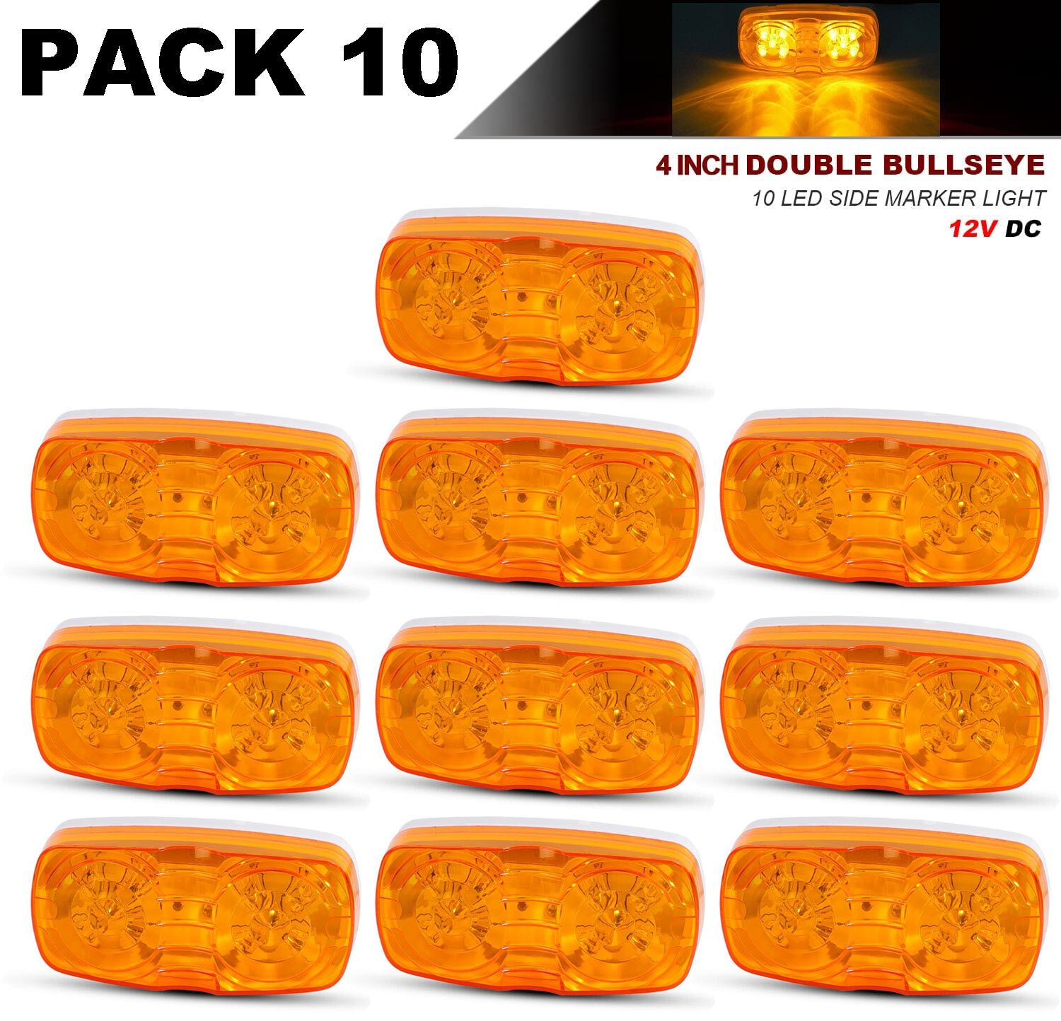Amber Red Side Marker Lights Linkstyle 10pcs LED Trailer Marker Lights - 12V-24V Amber & Red Side Lights For Truck RV Boat RV Truck Clearance Lights - Foto 9