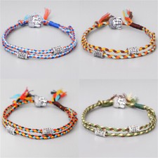 Tibetan Buddhist Lucky Woven Amulet Bracelet Women Men 2 Layers Cord Rope Bangle