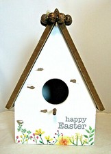 NWOT Easter Garden Bird House 10 In White With Bead Hanger and Floral Trim New