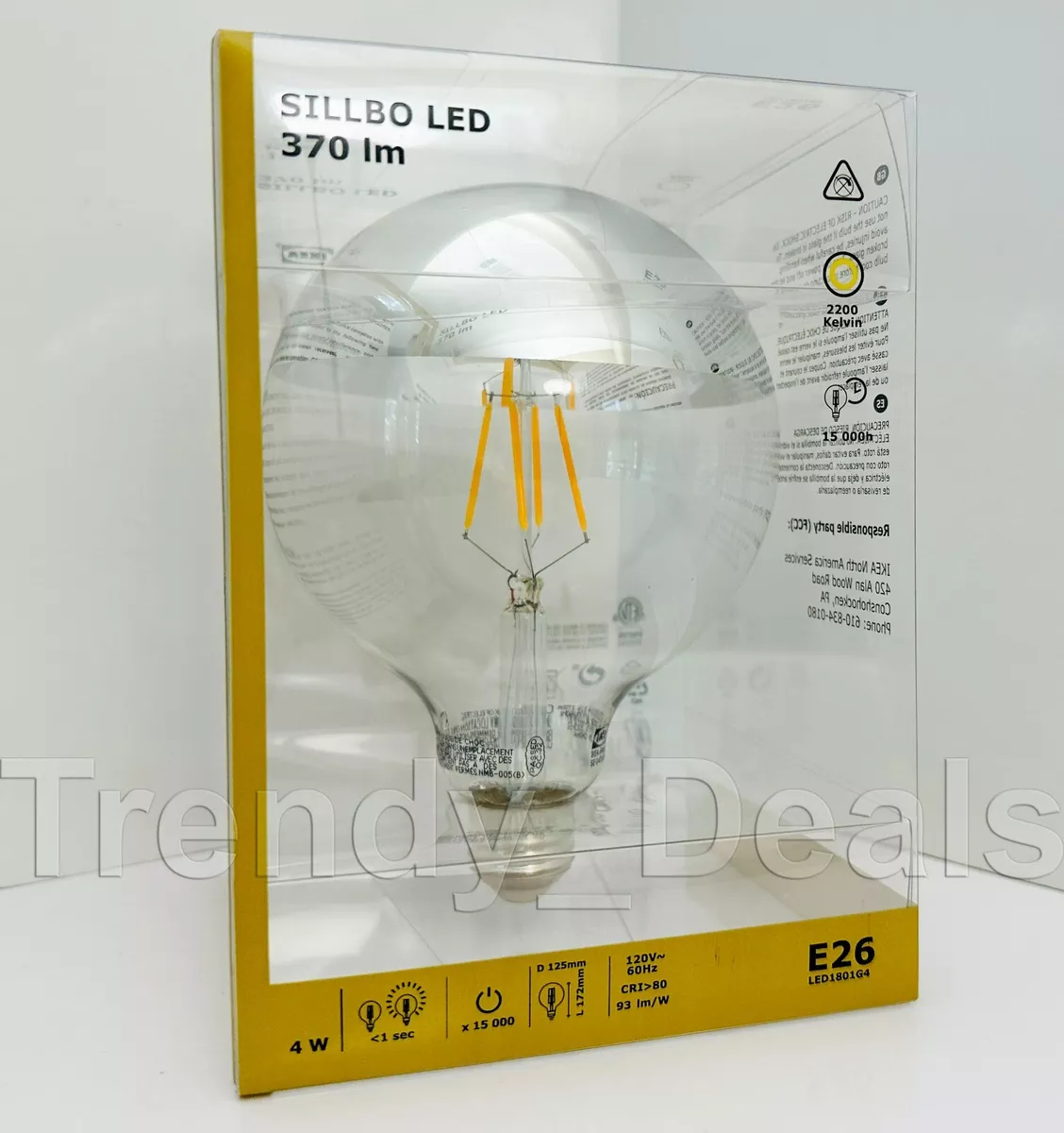 blive imponeret Uheldig Foranderlig Ikea SILLBO LED E26 370 Lumen 4W Decorative Bulb Mirrored Top Silver Color  - NEW | eBay