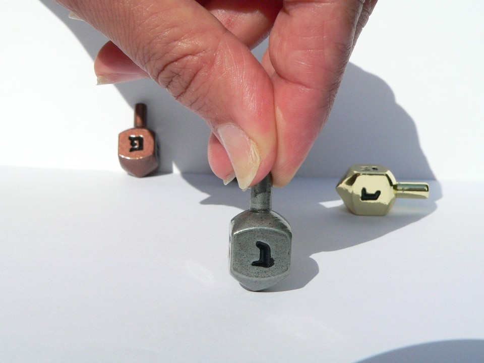 Cute Metal Hanukkah DREIDEL Jewish Spin Top Song Game Judaica Art