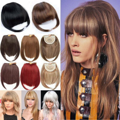 Lady Front Fringe Bangs Clip In Hair Extensions One Piece Straight