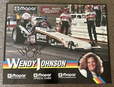 Vintage Wendy Johnson Mopar NHRA Autographed Signed 8 x 10" Promo Info Card