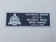 1968 Cincinnati National Race Sports Car Club Of America Dash Emblem Plaque SCCA