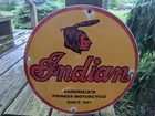 VINTAGE INDIAN MOTORCYCLE PORCELAIN DEALERSHIP DEALER SIGN 12"