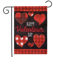 Patterned Valentine's Day Burlap Garden Flag Hearts 12.5" x 18" Briarwood Lane