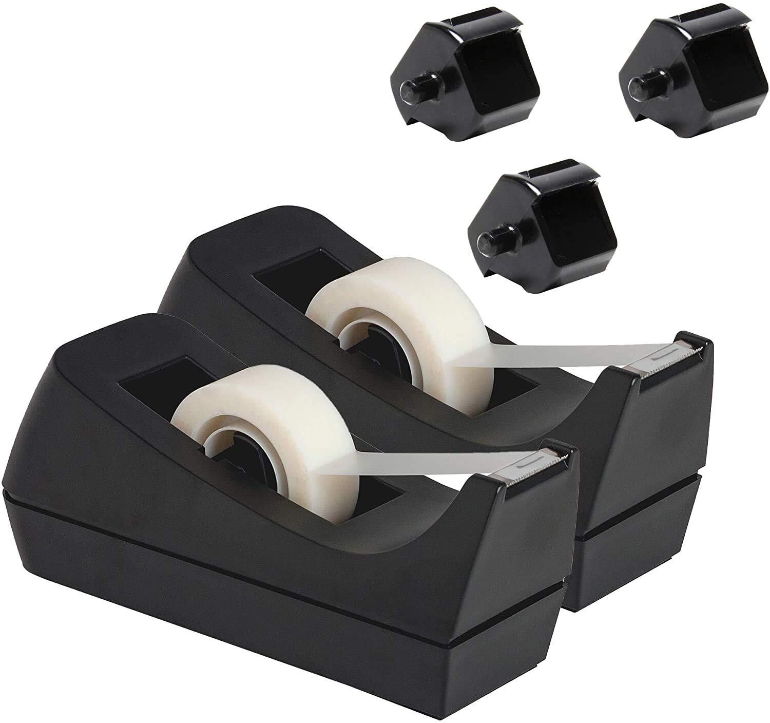 Desktop Tape Dispenser, 2-Pack, Non-Skid Base - with 3 Extra Tape Dispenser C...-image