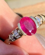 $4,150.00 Certified 14k Yellow Gold 1.7 CT Natural Oval Ruby And Diamond Ring