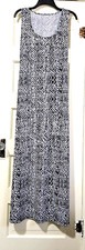 FLASH SALE! Womens LONG STRETCHY Maxi Sleeveless Dress Small White Black Speckle