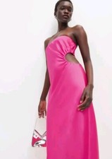 Reformation Nevaeh Satin Dress Pink Cutout Flambe New With Tags Size XS