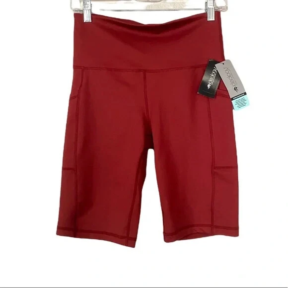 Ideology Women's High Rise, Side Pockets Ins. 10" Biker Shorts, Red Pear[ XL]