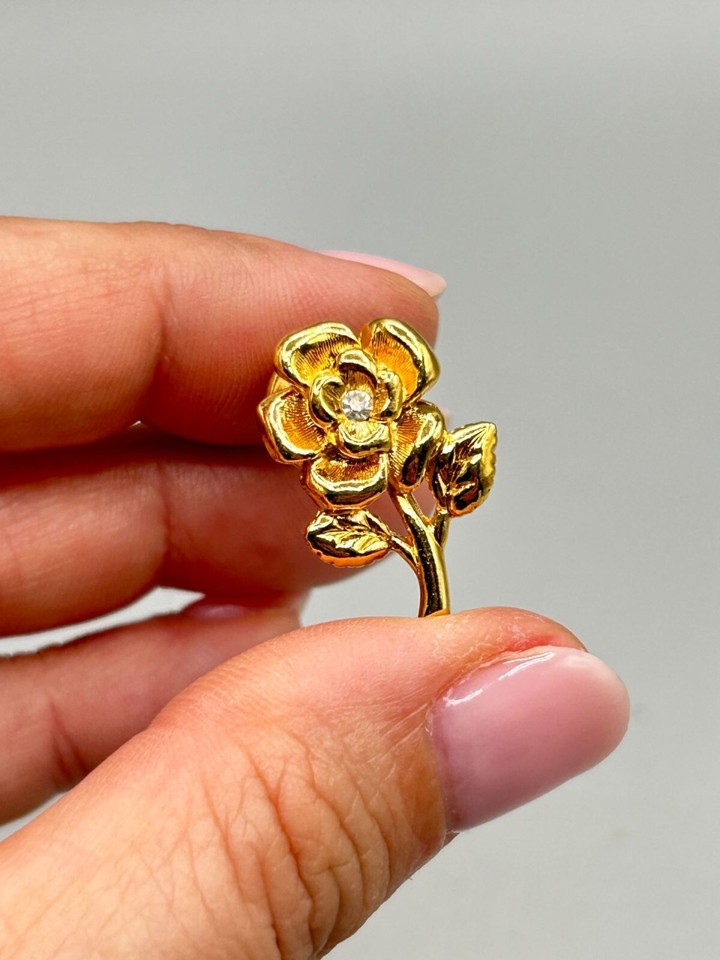 Vintage Gold Tone Rose Brooch & Floral Tack Pin and Cameo Style eBay