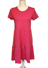 J Crew T-shirt  Dress Tiered Over-Sized Short Sleeves Hot Pink Womens XS