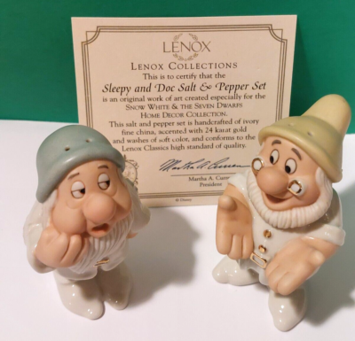 LENOX SLEEPY and DOC SALT & PEPPER set -- Snow White -- -- - NEW