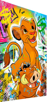 Leinwand Bilder Simba Timon Pumbaa PopArt Wandbilder -Hochwertiger Kunstdruck