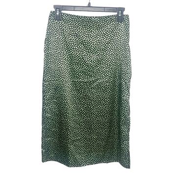 Divided H&M satin midi skirt green ditsy daisy print size fall pretty
