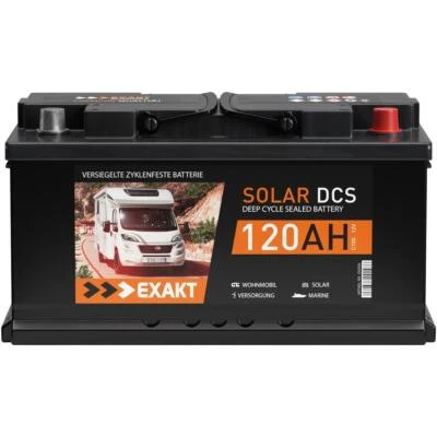 EXAKT BATTERIEN Solarbatterie 120Ah 12V EXAKT DCS Wohnmobil Batterie Bootsbatterie Solar 100Ah