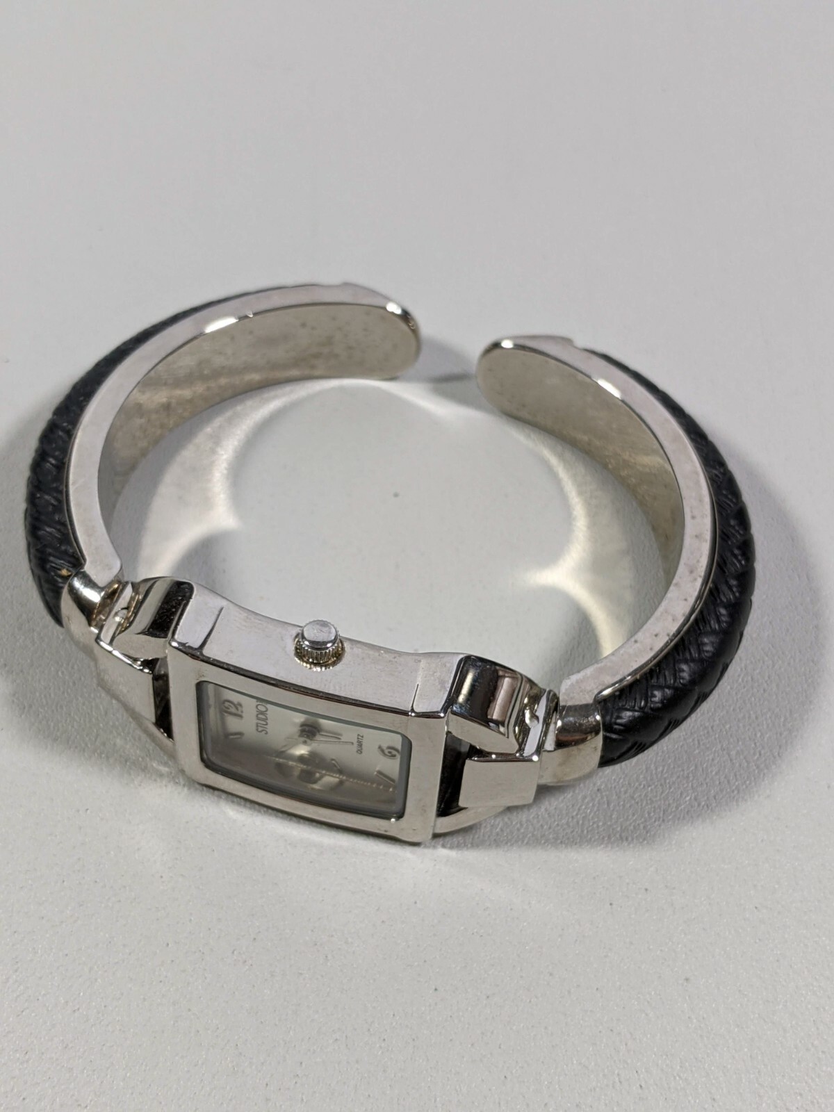 Studio Silver Tone Dial Rectangle Case Black Open… - image 2