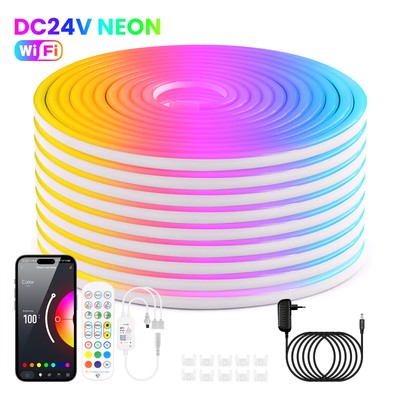 3535 RGB Neon COB LED Streifen 24V Dimmer Leiste Band Lichtschlauch WIFI APP
