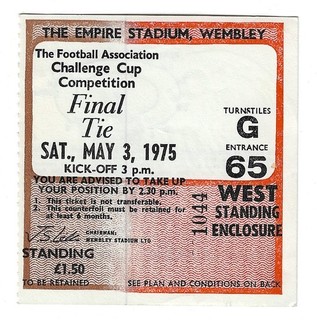 1975 FA Cup Final West Ham United/Utd v Fulham TICKET