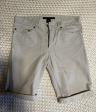 MARC BY MARC JACOBS MEN'S STRIPED UN-HEMMED  SHORTS SIZE 30 White Light Blue